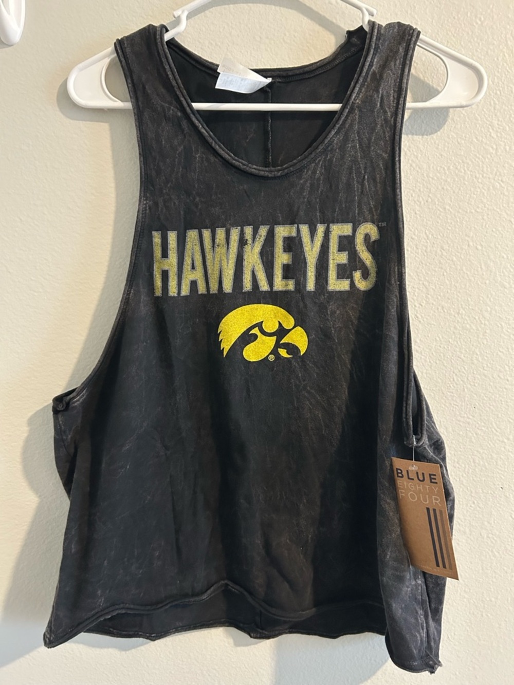 Hawkeyes Vintage Black Muscle Tank with Yellow Logo
